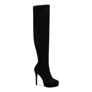 THALIA SODI Womens Black 1" Platform Clarissa Almond Toe Stiletto Boots 5 M